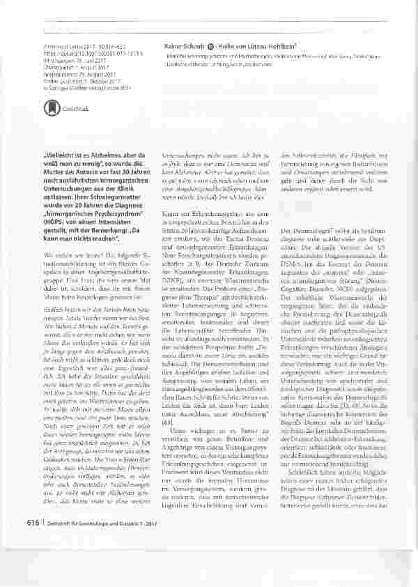 Vorschauseite 1: Demenz Sicht der Betroffenen und ihrer Angehörigen