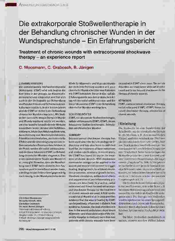 Vorschauseite 1: Die extrakorporale Stoßwellentherapie in der Behandlung chronischer Wunden in der Wundsprechstunde Ein Erfahrungsbericht