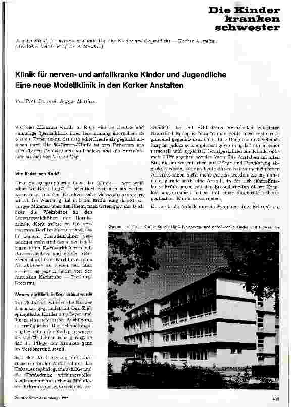 Vorschauseite 1: Klinik für nervenund anfallkranke Kinder und Jugendliche Eine neue Modellklinik in den Korker Anstalten