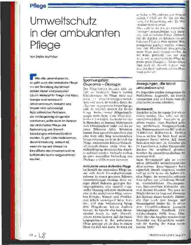 Vorschauseite 1: Umweltschutz in der ambulanten Pflege