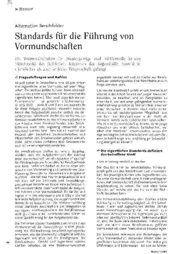 Vorschauseite 1: Standards für die Führung von Vormundschaften