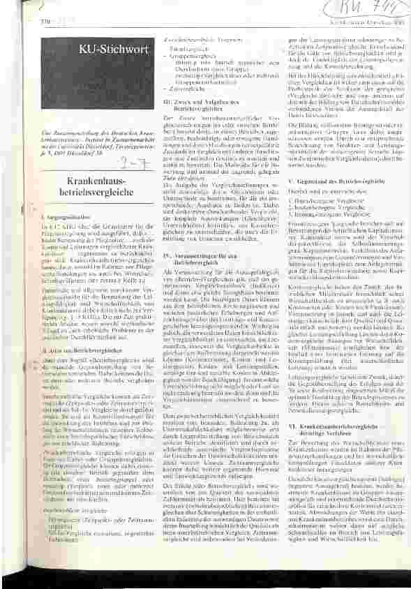 Vorschauseite 1: Krankenhausbetriebsvergleiche