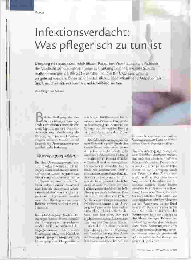 Vorschauseite 1: Infektionsverdacht: Was pflegerisch zu tun ist