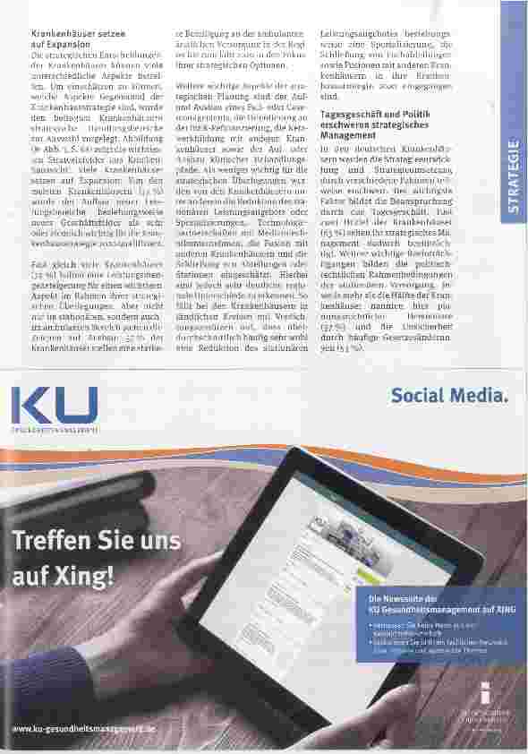 Vorschauseite 3: Aufbau und Erweiterung Krankenhausstrategie 2020 - neue Studie von DKI und BDO