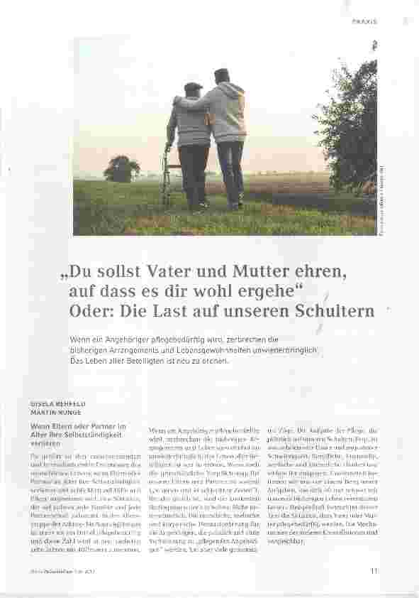 Vorschauseite 1: „Du sollst Vater und Mutter ehren, auf dass es dir wohl ergehe“ Oder: Die Last auf unseren Schultern