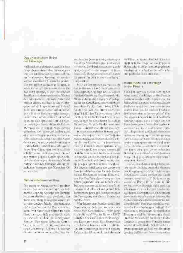 Vorschauseite 2: „Du sollst Vater und Mutter ehren, auf dass es dir wohl ergehe“ Oder: Die Last auf unseren Schultern