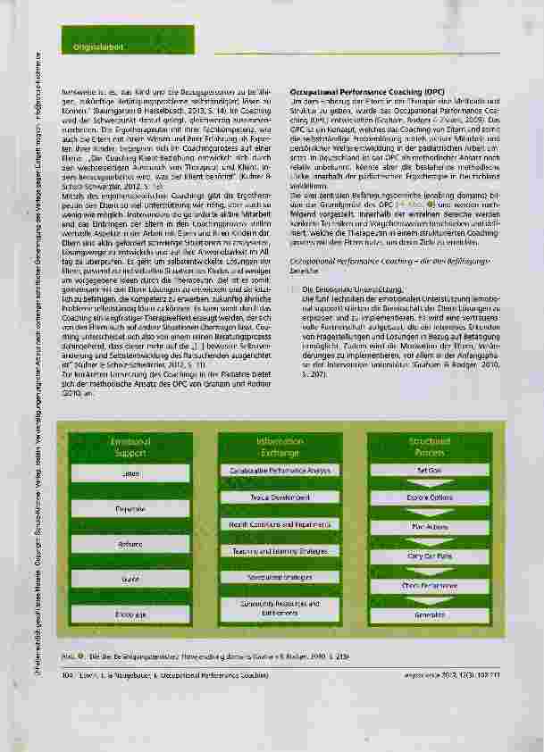 Vorschauseite 3: Occupational Performance Coaching Eitern in ihrer Handlungskompetenz und Handlungsrolle durch Coaching stärken