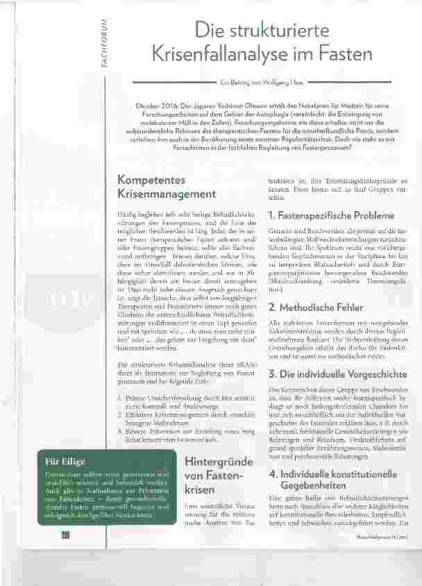 Vorschauseite 1: Die strukturierte Krisenfallanalyse im Fasten