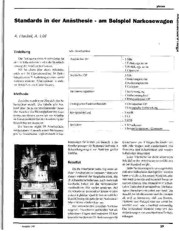 Vorschauseite 1: Standards in der Anästhesie - am Beispiel Narkosewagen
