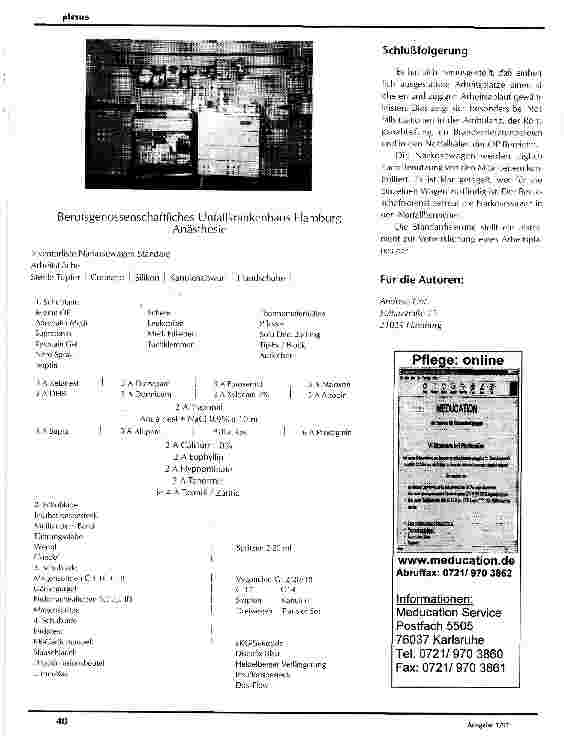 Vorschauseite 2: Standards in der Anästhesie - am Beispiel Narkosewagen
