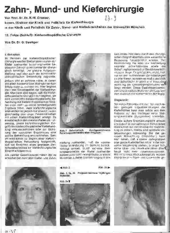 Vorschauseite 1: Zahn-, Mundund Kieferchirurgie 12. Folge (Schluß): Kieferorthopädische Chirurgie