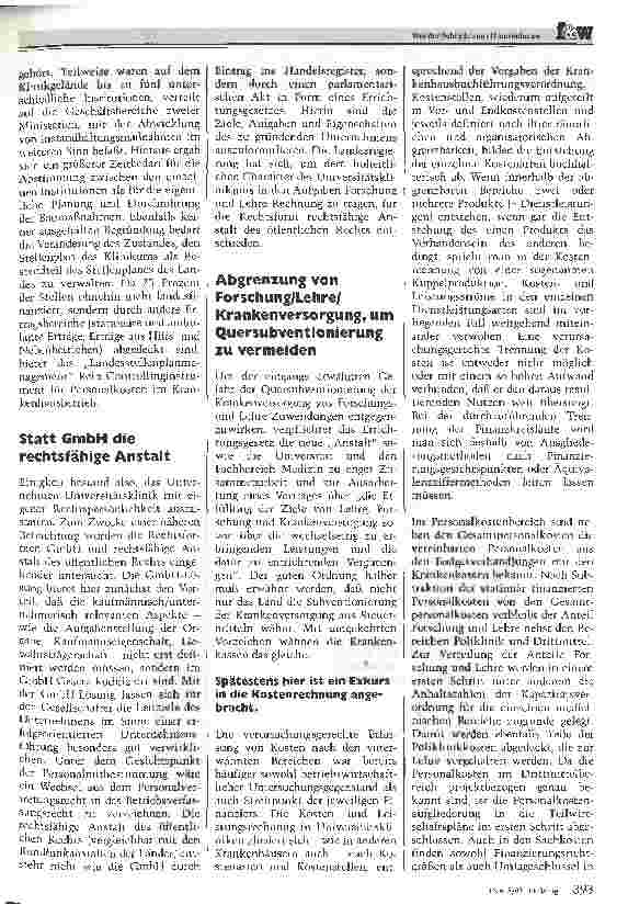 Vorschauseite 2: Von der Behörde zum Unternehmen Chronologie einer Rechtsformänderung am Beispiel der Universitätsklinik Mainz