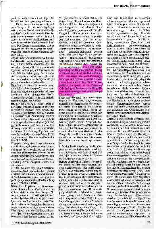 Vorschauseite 2: Zur Delegation von Injektionen an nicht hinreichend qualifiziertes Personal