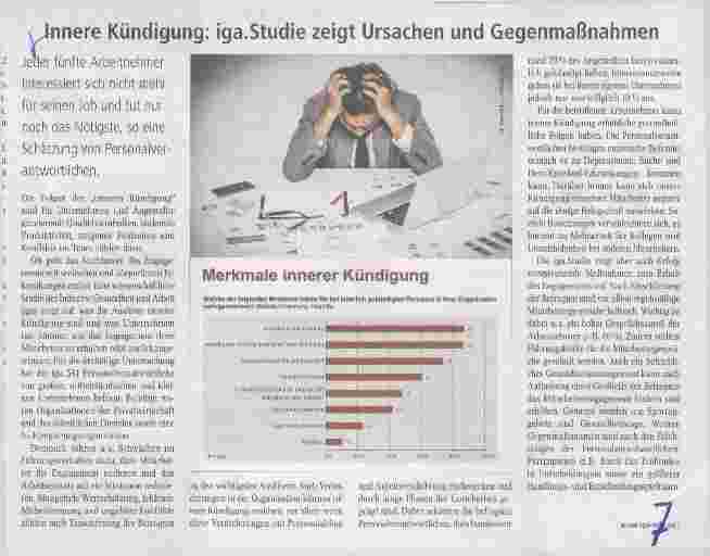 Vorschauseite 1: lnnere Kündigung: iga.Studie zeigt Ursachen und Gegenmaßnahmen