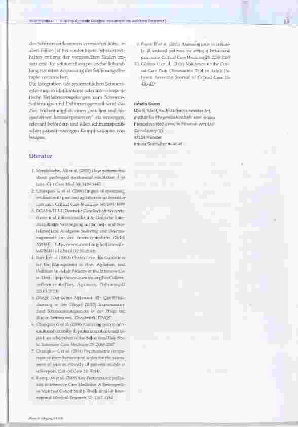 Vorschauseite 4: Schmerzmessen im Intensivbereich:Welches Instrument bei welchem Patienten?
