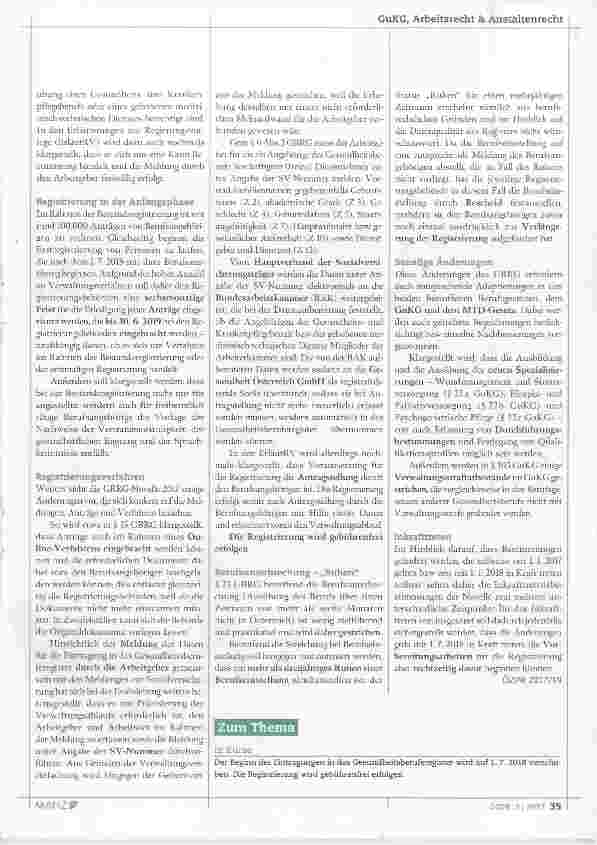 Vorschauseite 2: Änderungen im Gesundheitsberuferegister (GBRG-Novelle 2017) gebührenfreie Registrierung!