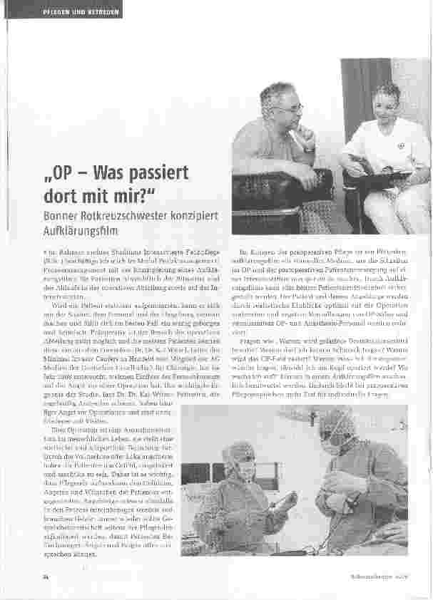 Vorschauseite 1: „OP Was passiert dort mit mir? Bonner Rotkreuzschwester konzipiertAufklärungsfilm