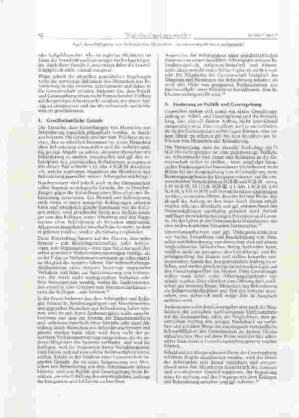 Vorschauseite 3: Beschäftigung von behinderten Menschen ist unser Recht noch zeitgemäß?