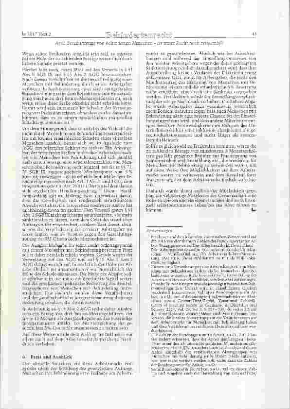 Vorschauseite 4: Beschäftigung von behinderten Menschen ist unser Recht noch zeitgemäß?