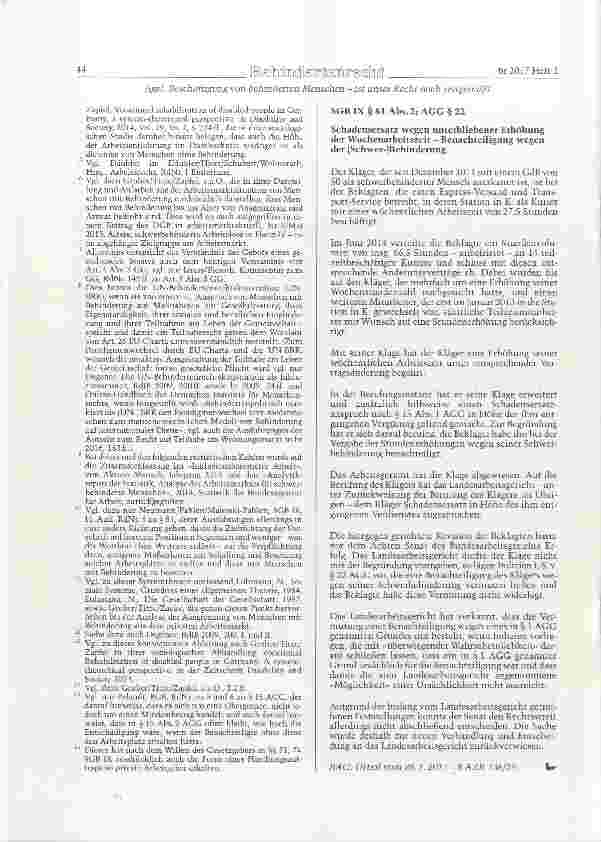 Vorschauseite 5: Beschäftigung von behinderten Menschen ist unser Recht noch zeitgemäß?
