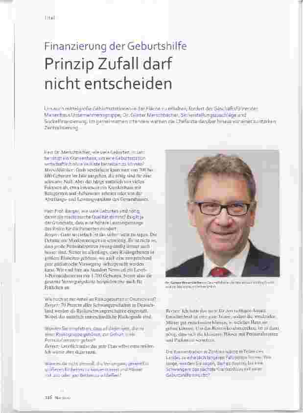 Vorschauseite 1: Finanzierung der Geburtshilfe Prinzip Zufall darf nicht entscheiden