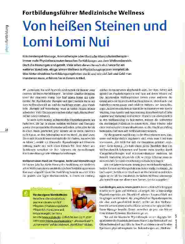 Vorschauseite 1: Fortbildungsführer Medizinische Wellness Von heißen Steinen und Lomi Lomi Nui