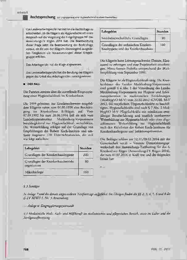 Vorschauseite 2: Zur Eingruppierung einer Hygienefachkraft in einem Krankenhaus