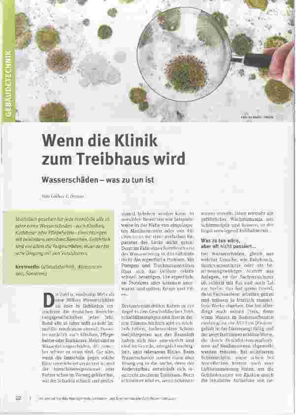 Vorschauseite 1: Wenn die Klinik zum Treibhaus wird Wasserschäden - was zu tun ist