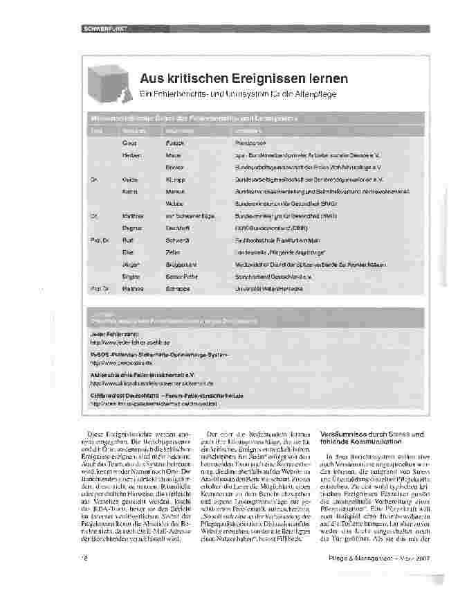 Vorschauseite 3: Neues Internetforum bricht Tabus in der Pflege