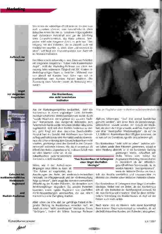 Vorschauseite 3: Jede Klinik bekommt die Fälle, die sie verdient Marketing: Überlebensstrategie für Krankenhäuser Teil 1