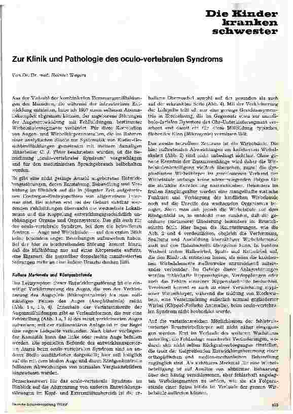 Vorschauseite 1: Zur Klinik und Pathologie des oculo-vertebralen Syndroms