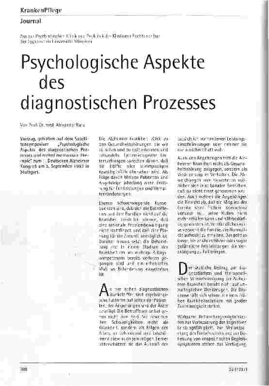 Vorschauseite 1: Psychologische Aspekte des diagnostischen Prozesses
