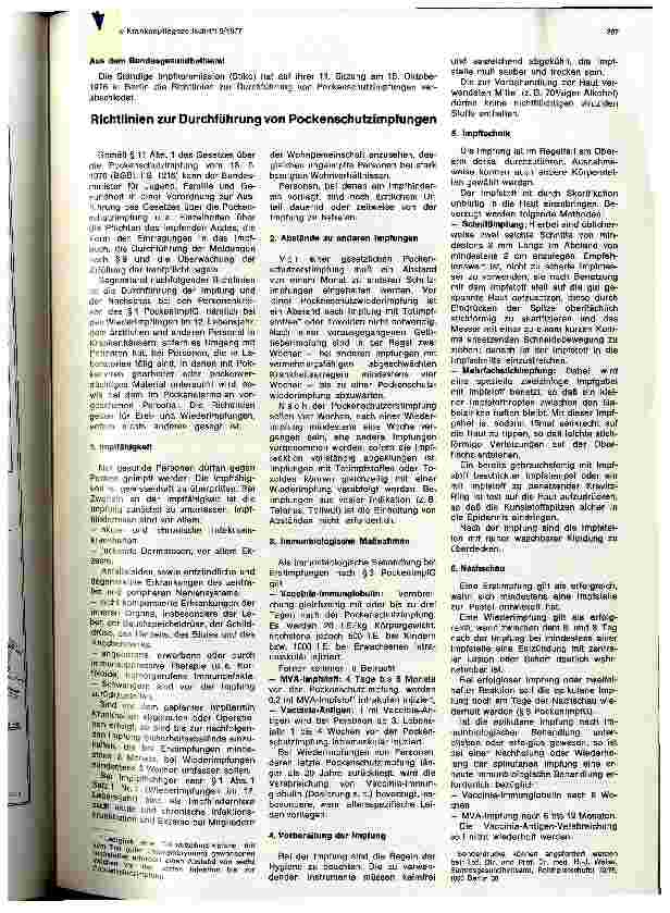 Vorschauseite 1: Richtlinien zur Durchführung von Pockenschutzimpfungen