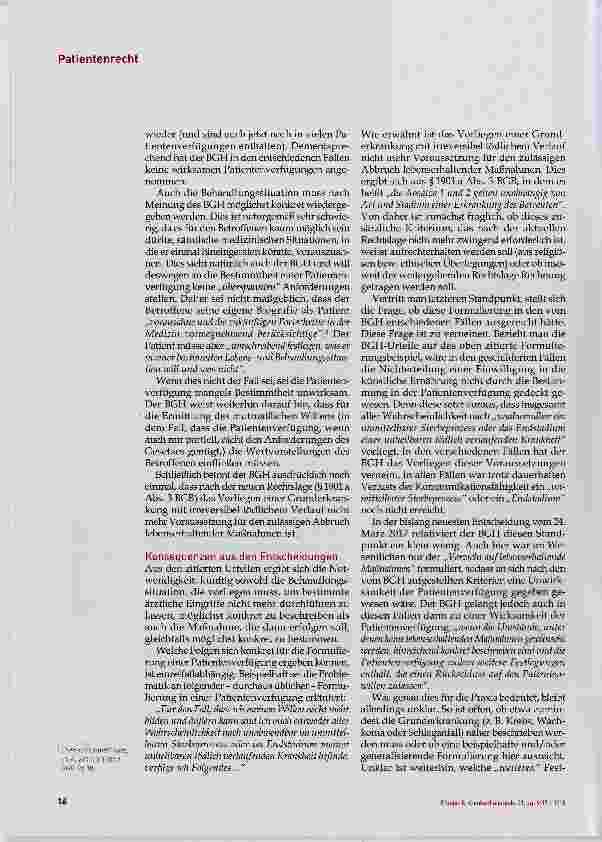 Vorschauseite 2: Die Patientenverfügung eine aktuelle Übersicht
