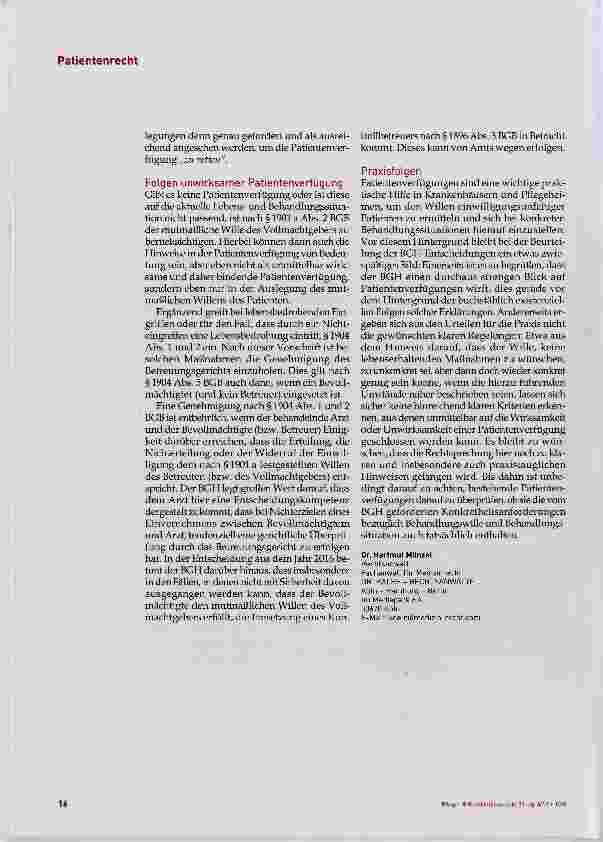 Vorschauseite 4: Die Patientenverfügung eine aktuelle Übersicht