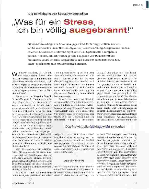 Vorschauseite 1: Was für ein Stress, ich bin völlig ausgebrannt!