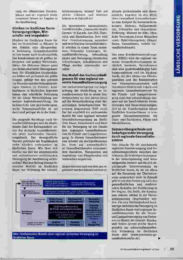 Vorschauseite 2: Stadt, Land, Gesundheitsregion: Zur künftigen Versorgungim ländlichen Raum