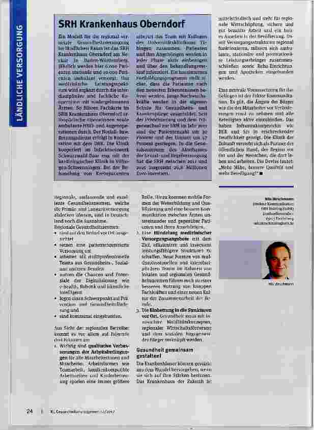 Vorschauseite 3: Stadt, Land, Gesundheitsregion: Zur künftigen Versorgungim ländlichen Raum
