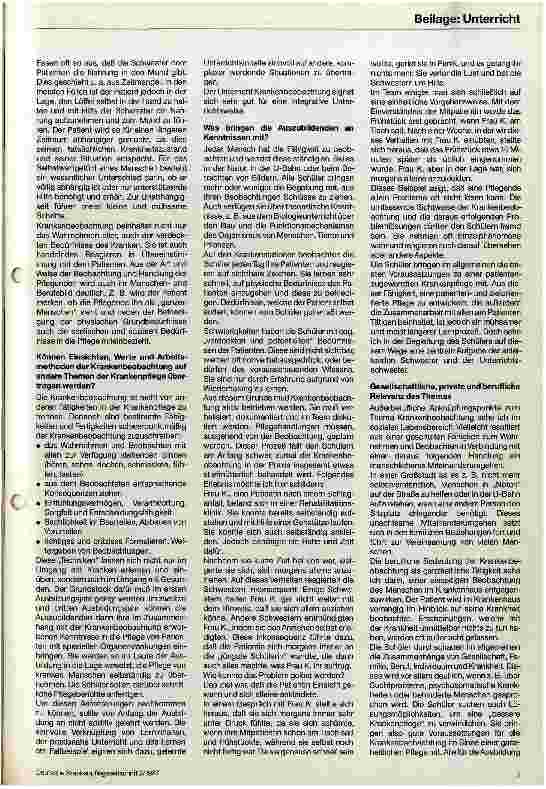 Vorschauseite 6: Eine Betrachtung aus der Sicht der Patientorientierten, ganzheitlichen Krankenpflege mit Hilfen für die Planung und Durchführung des Unterrichts