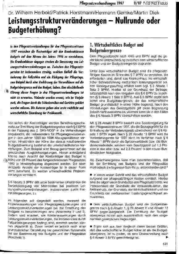 Vorschauseite 1: Leistungsstrukturveränderungen - Nullrunde oder Budgeterhöhung?