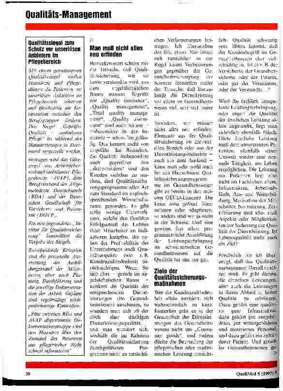 Vorschauseite 3: Schweiz: Qualitätsmanagement im Gesundheitswesen