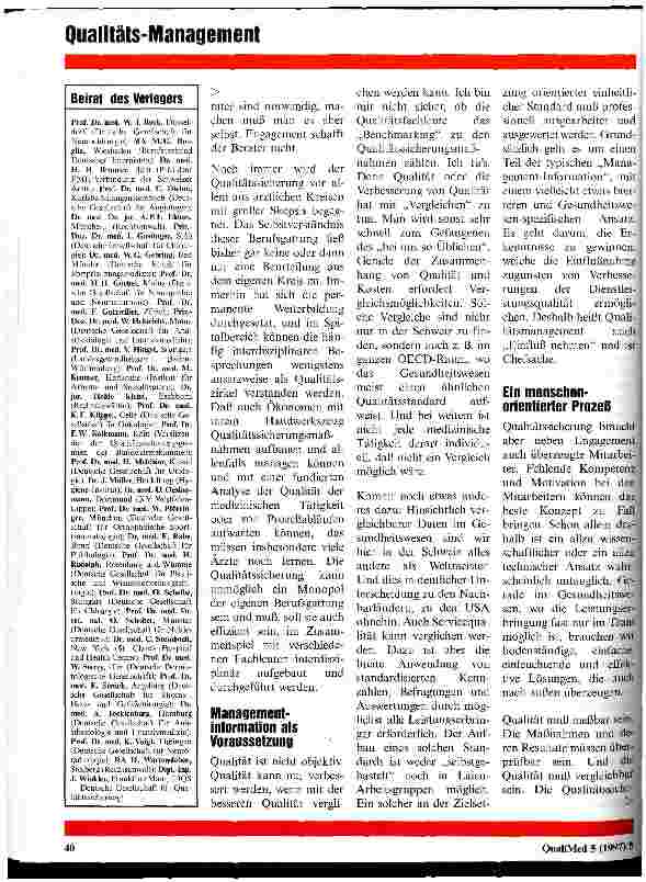 Vorschauseite 5: Schweiz: Qualitätsmanagement im Gesundheitswesen