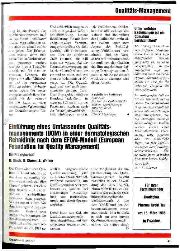 Vorschauseite 6: Schweiz: Qualitätsmanagement im Gesundheitswesen
