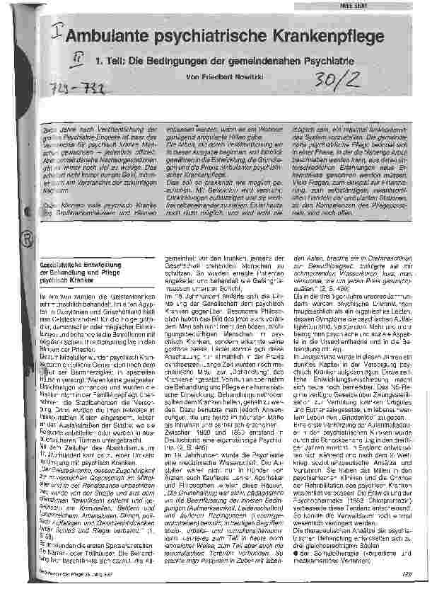 Vorschauseite 1: Ambulante psychiatrische Krankenpflege 1. Teil: Die Bedingungen der gemeindenahen Psychiatrie