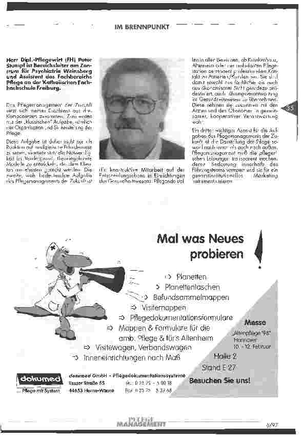 Vorschauseite 2: PFLEGEMANAGEMENT fragt Experten: Wie sieht das Pflegemanagement der Zukunft aus?