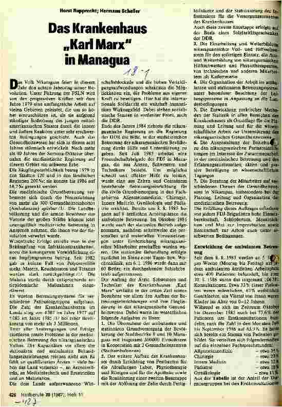 Vorschauseite 1: Das Krankenhaus Karl-Marx in Managua