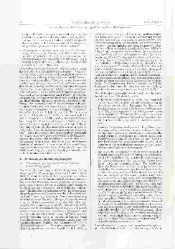 Vorschauseite 2: Der neue Behinderungsbegriff des Bundesteilhabegesetzes (§ 2 Abs. 1 SGB K) - Teil 1