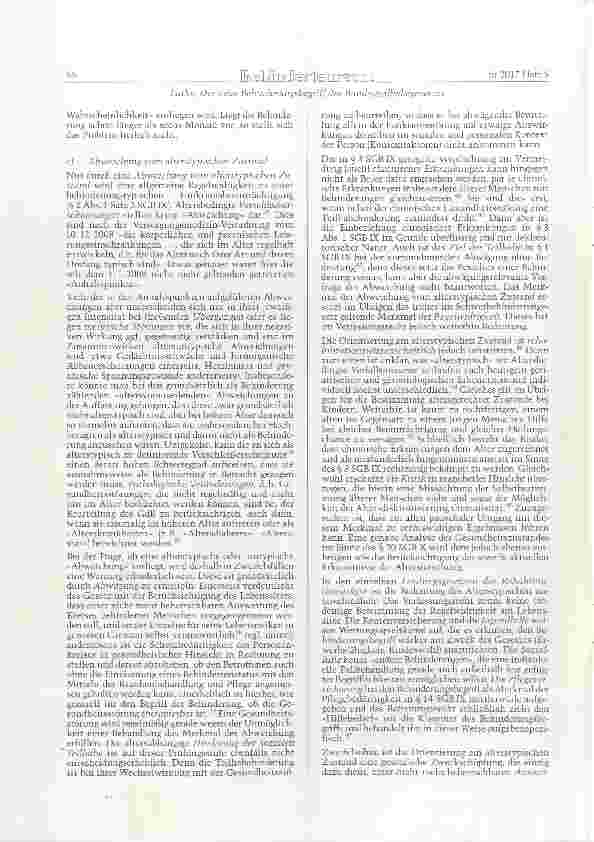 Vorschauseite 4: Der neue Behinderungsbegriff des Bundesteilhabegesetzes (§ 2 Abs. 1 SGB K) - Teil 1