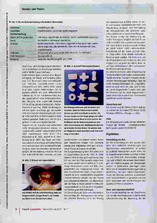 Vorschauseite 3: Berliner orofaziales Screening BoS Vorstellung eines Untersuchungsinstruments zur Diagnostik orofazialer Dysfunktionen