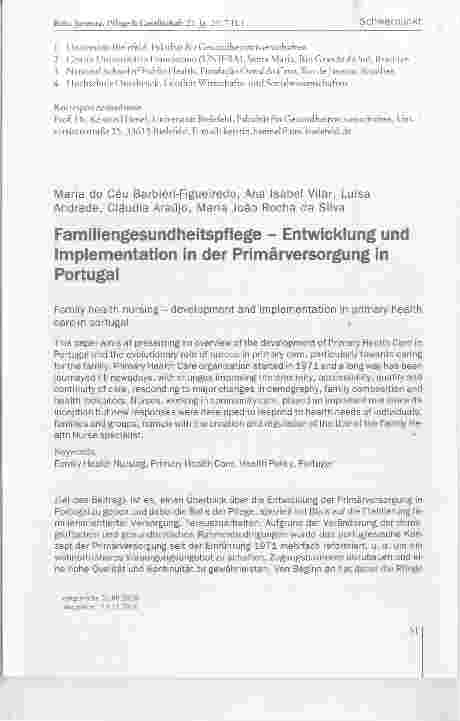 Vorschauseite 1: Familiengesundheitspflege Entwicklung und Implementation in der Primärversorgung in Portugal